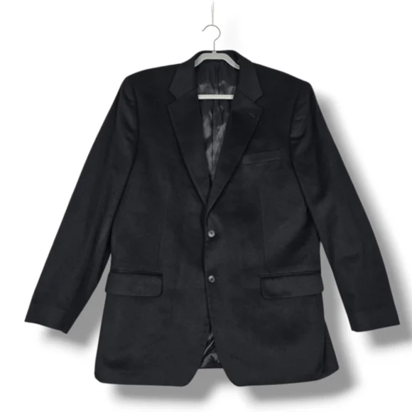 100% Cashmere Tasso Elba Blazer 44L for Black 2 Button Jacket Men's Macy's - Picture 2 of 14